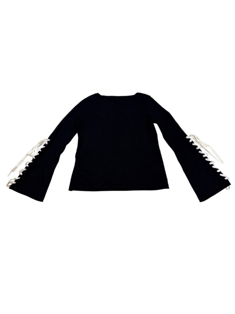 525 America XS Black Lace-Up Sleeve Knit Top Bold Detail (ii871) - Picture 2 of 7